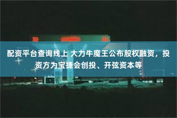 配资平台查询线上 大力牛魔王公布股权融资，投资方为宝捷会创投、开弦资本等