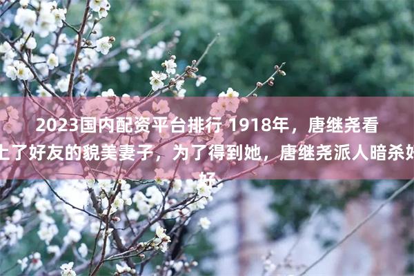 2023国内配资平台排行 1918年，唐继尧看上了好友的貌美妻子，为了得到她，唐继尧派人暗杀好